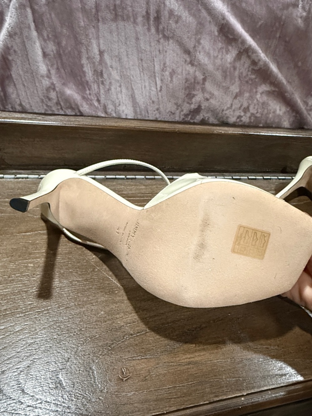 Jimmy Choo Ivory Strappy Square-Toe Heels - Picture 7 of 9